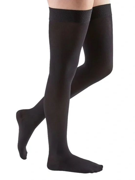 Duo med L & Jobst XL black thigh high, compression flight medical stockings - Picture 7 of 14